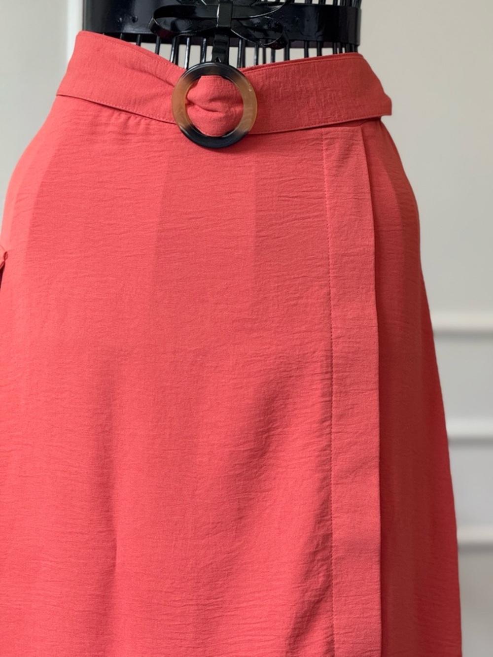 NYC Coral Maxi Wrap Skirt with Belted Ring - Picture 2 of 10